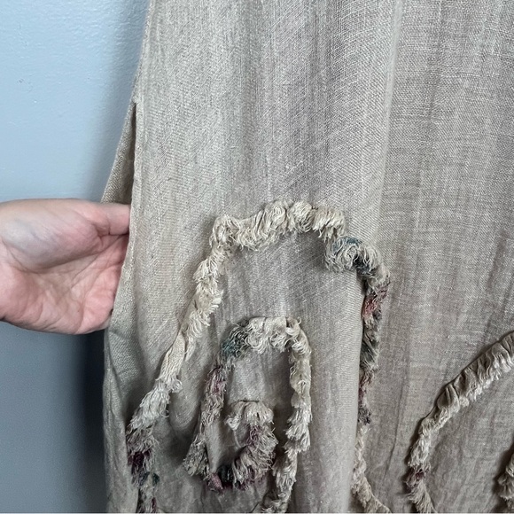 Paper Lace Kitty Fringe Pattern 100% Cotton Lagenlook Boho Asymmetric Dress, XL. - Picture 7 of 10